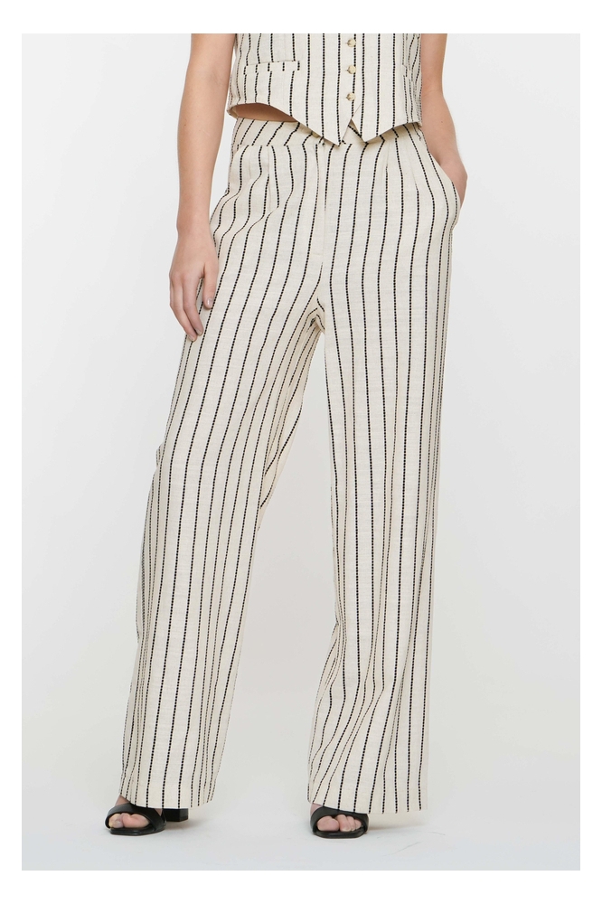 LINNEN BROEK MET STREPEN 51231 20 Sand/Black